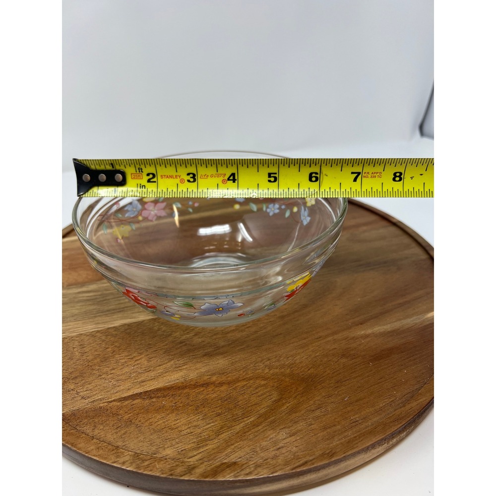 Vintage Glass Mixing Bowl Set Floral Flower Design Set of 4 - Picture 11 of 16